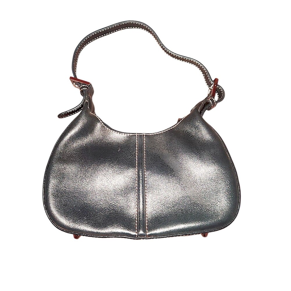 No Brand All Weather Leather Navy Blue Smooth Small Crescent Bag Purse 9.5"x5.5"